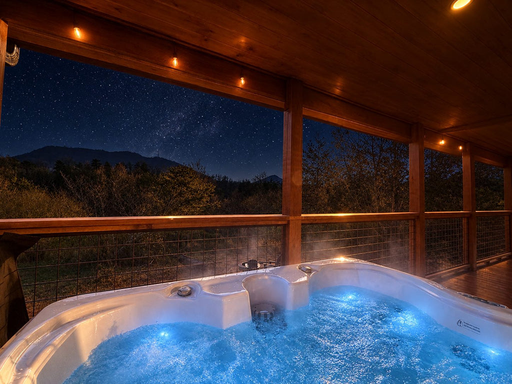 Edited photo, hot tub at night