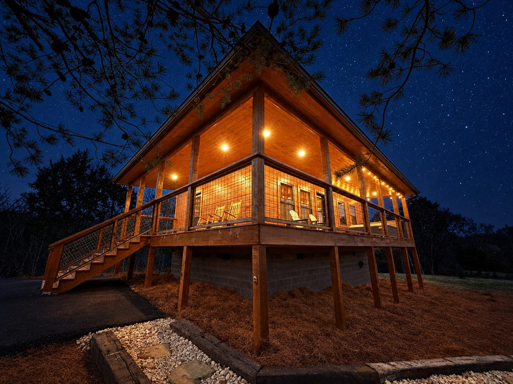 Edited photo, porch at night
